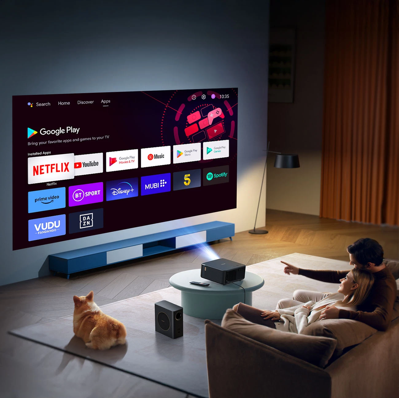 Projektor multimedia Yaber K2s Pro, FullHD 1080p, JBL Speakers & Subwoofer, Android TV, i zi