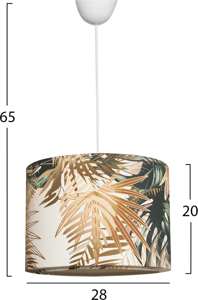 Llambë tavani varëse FH7364, metal dhe pëlhurë, tropical, 28x28x65 cm