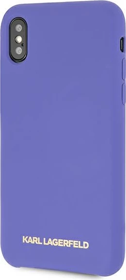 Mbështjellës Karl Lagerfeld për iPhone X/Xs, silikon, vjollcë