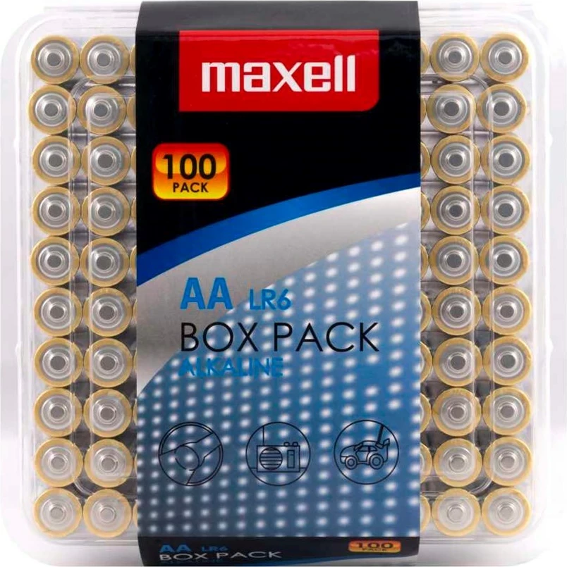Bateri AA Maxell LR6, 100 copë, alkaline, e artë, paketim plastik