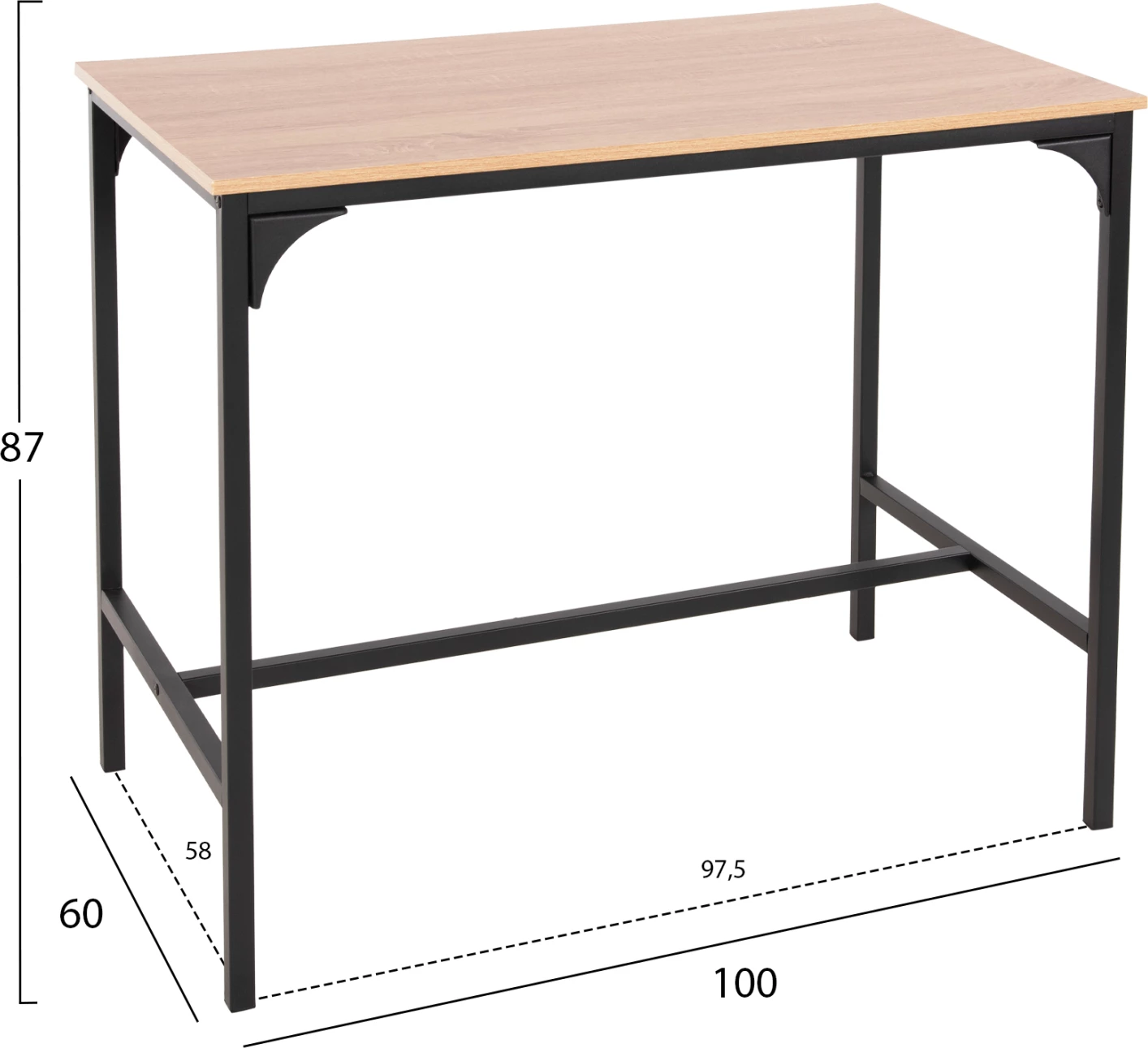 Set për bar, 5 pjesë, BOXY, FH9882.01, korniza metalike të zeza, melaminë në ngjyrë sonama
