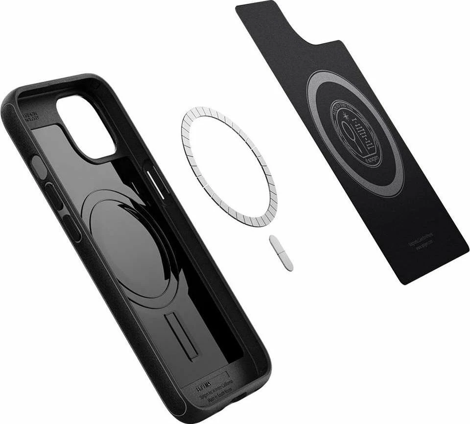 Mbështjellës Spigen Mag Armor për Apple iPhone 13 mini, MagSafe, fibër aramidi (Kevlar), 1 copë, e zezë mat