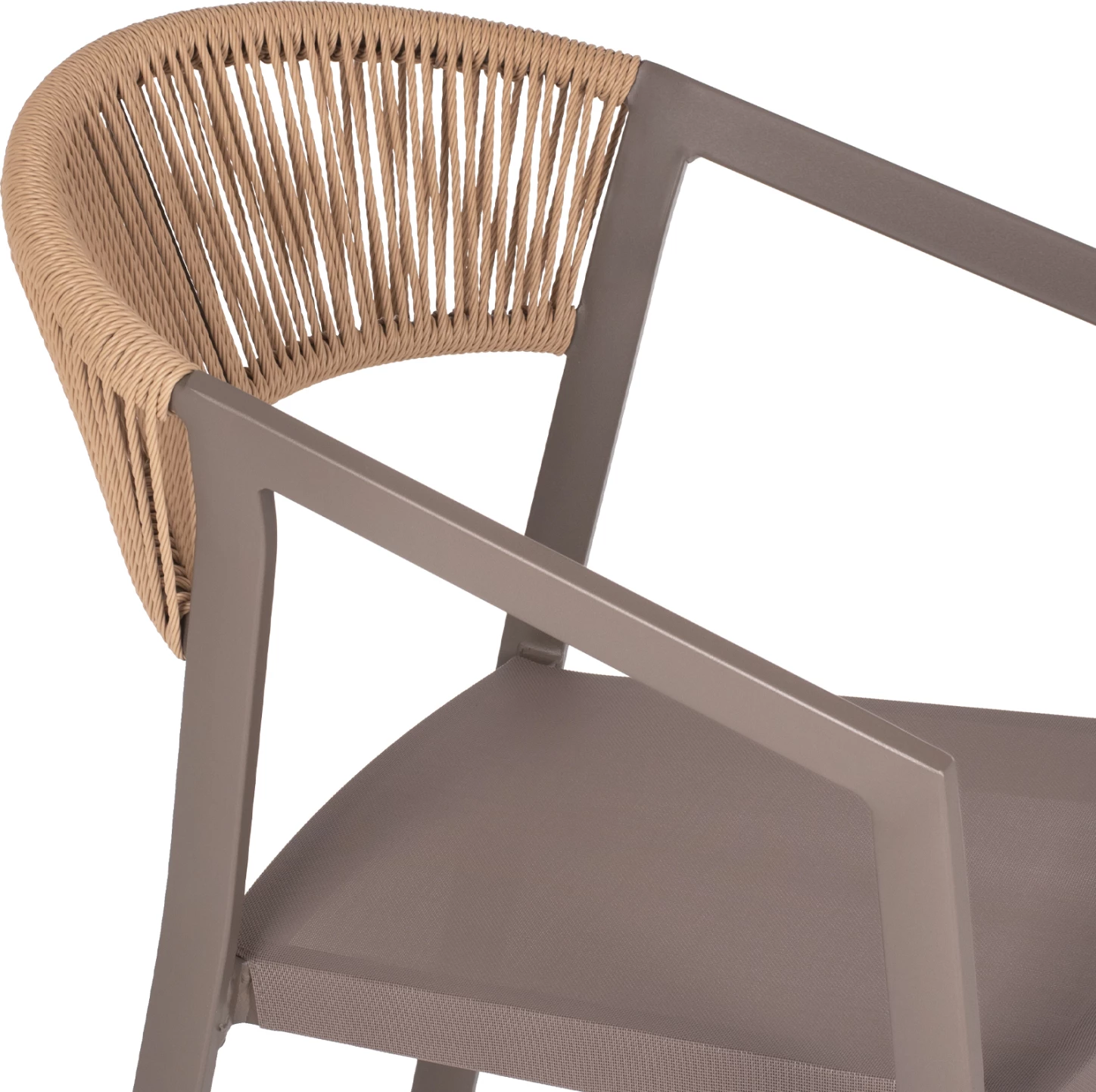 Karrige alumini FH5891.03, kornizë shampanjë dhe tekstil, mbështetëse ratan bezhë, 56x60x81,5H cm