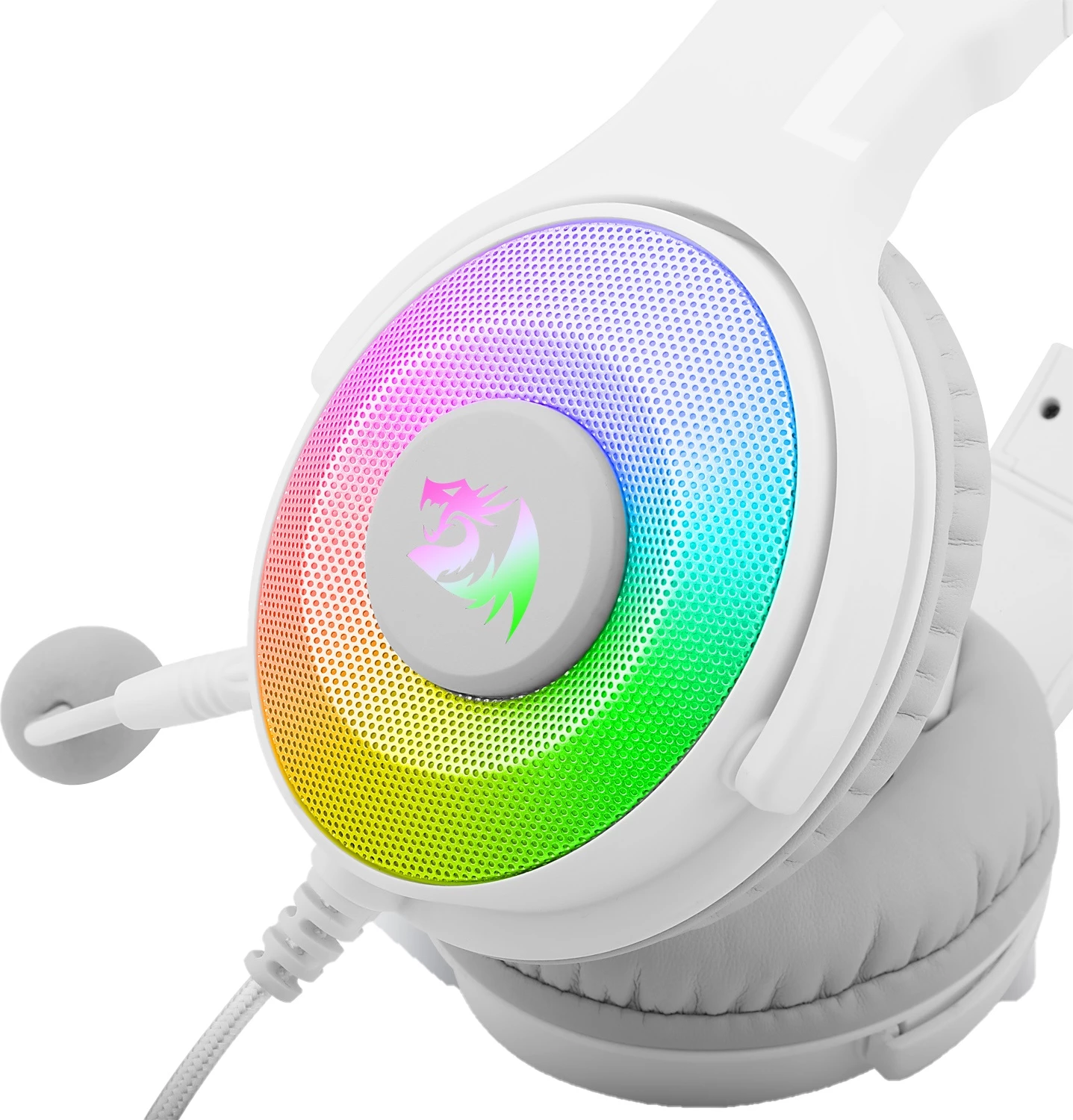 Kufje gaming Redragon Pandora H350W, USB, RGB, 7.1 Surround, me mikrofon të heqshëm, të bardha