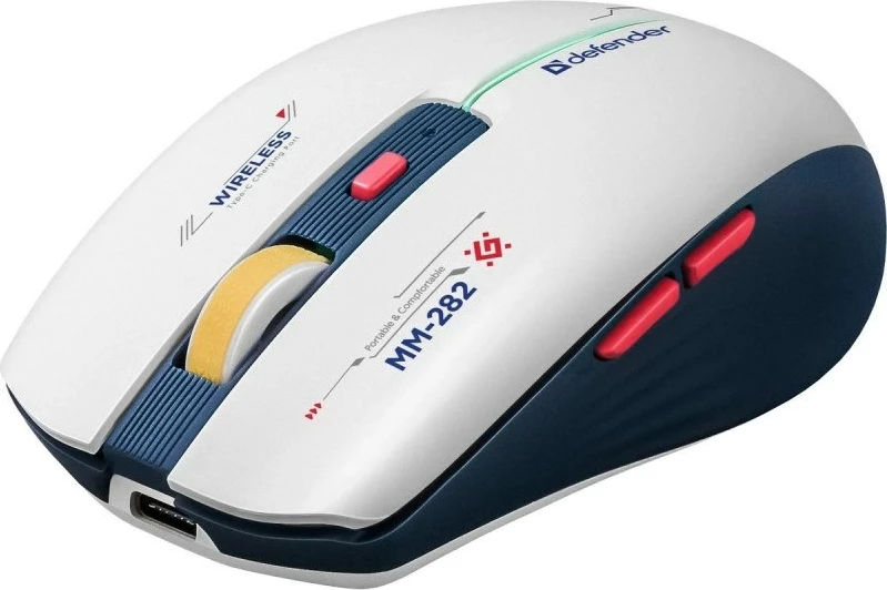 Maus wireless Defender Dila MM-282, 1800dpi, 6 butona, Bardhë