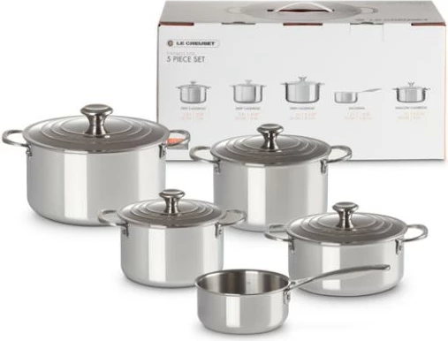 Set tenxheresh, Le Creuset, 3-Ply Plus (96605300000000), inoks 3-shtresor, argjendt, set 5 copë
