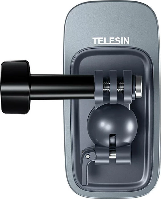 Mbajtës universal për kamera sportive Telesin GP-JFM-002, me klip magnetik dhe kokë rrotulluese 360°, i zi