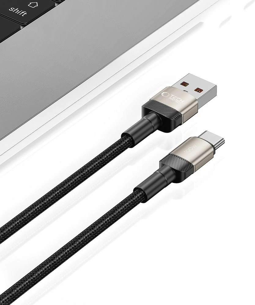 Kabllo Tech-Protect UltraBoost Evo, USB-C në USB-A, 2m, 100W, Titanium