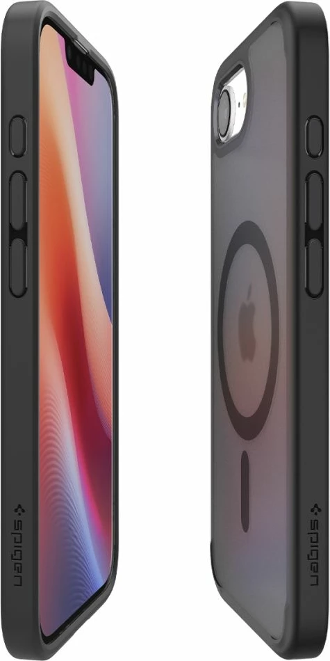 Mbështjellës Spigen Ultra Hybrid MagSafe për iPhone 16e, i zi, gjysmë-transparent