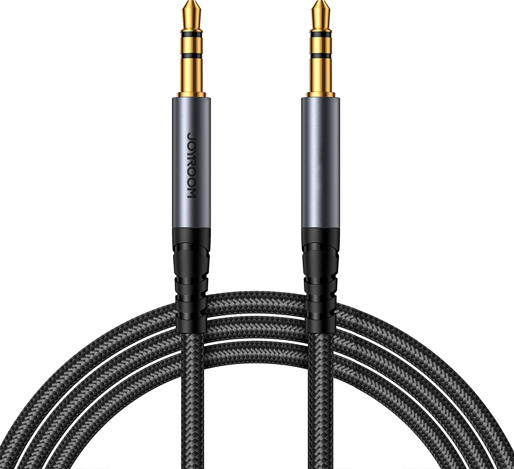 kabëll audio AUX 3.5 mm mashkull‑mashkull, Joyroom, SY-A08, 1.2 m, i zi