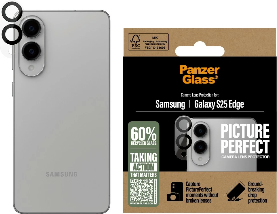 Mbrojtës kamerash PanzerGlass për Samsung Galaxy S25 Edge, transparent