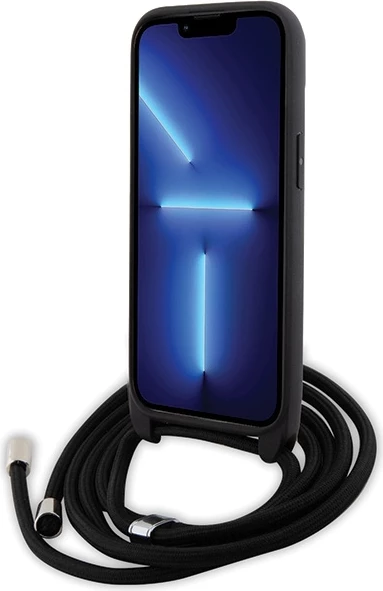 Mbështjellës Karl Lagerfeld Crossbody Saffiano Metal Pin Karl & Choupette për iPhone 15, i zi