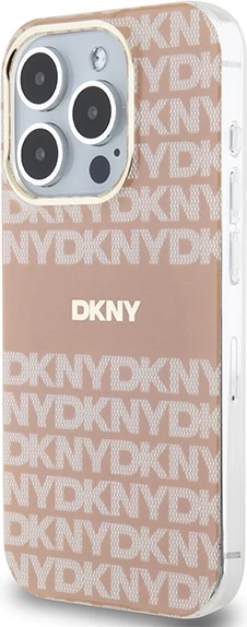 Mbështjellës DKNY IML Mono & Stripe MagSafe për iPhone 13 Pro / 13, Rozë