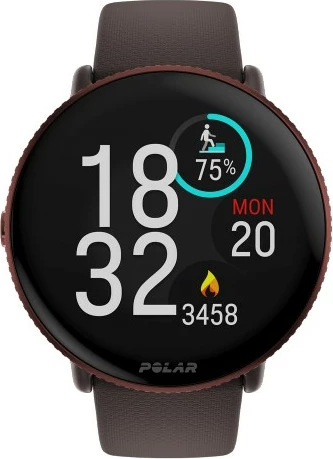 Smartwatch Polar Ignite 3 Titanium, rrip silikon/lëkurë, kafe