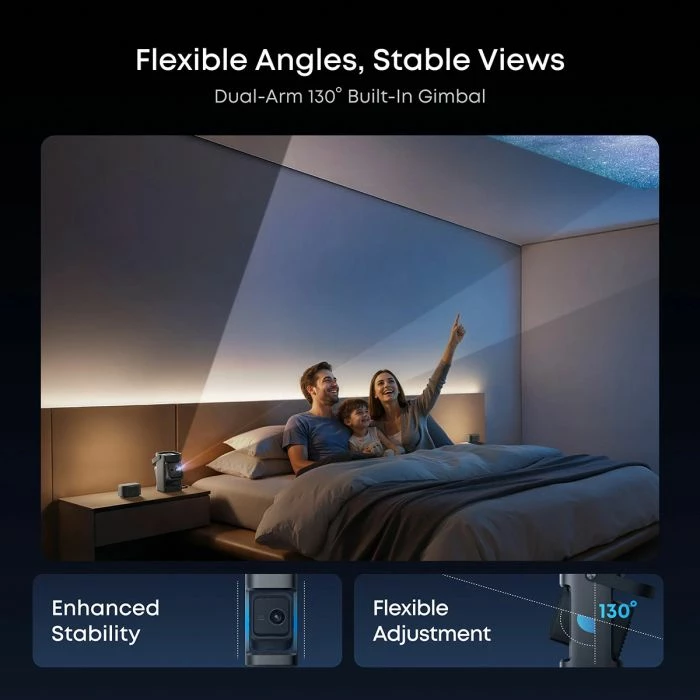Projektor portativ smart ANKER Nebula P1, Full HD 1080p 650 ANSI, Google TV, deri 180\", me 2 altoparlantë wireless 20W, gri e errët, set me altoparlantë të shkëputshëm