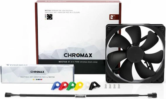 Ventilator PC Noctua NF-A14 PWM chromax.black.swap 140mm 4-pin 1500rpm, i zi, 1 copë
