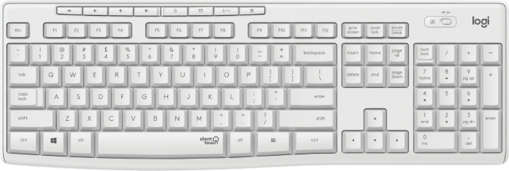 Set tastierë dhe maus Logitech MK295 Silent Wireless Combo, pa tela, e bardhë