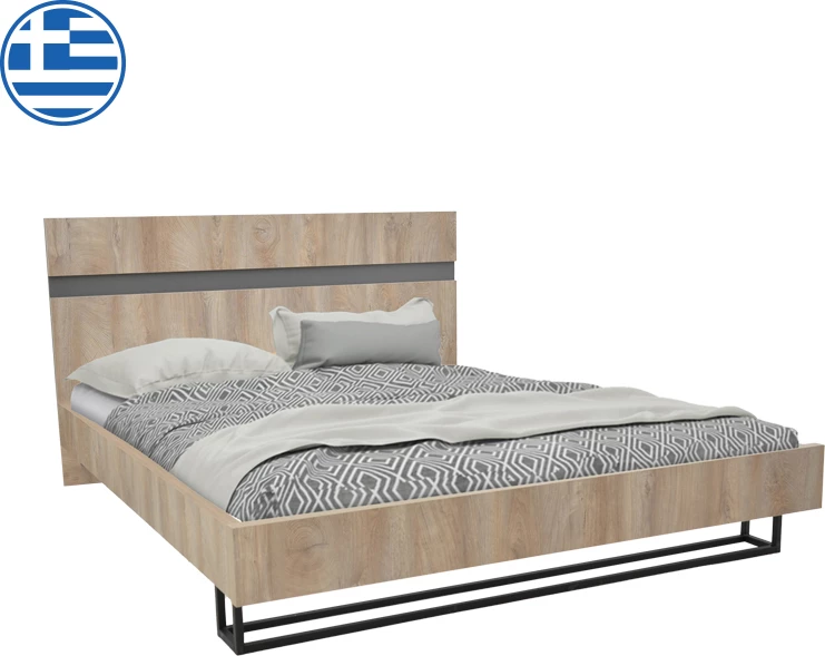 Krevat dopio Elencia, ngjyrë lisi me gri, 160x200cm