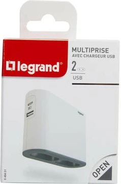 Kasë Legrand 049401, 2x2P, USB Type-A + Type-C, mbajtëse për celular, bardhë/gri