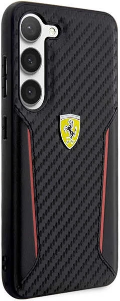 Mbështjellës Ferrari FEHCS23MNPYK për Samsung Galaxy S23+, Carbon Contrast Edges, i zi