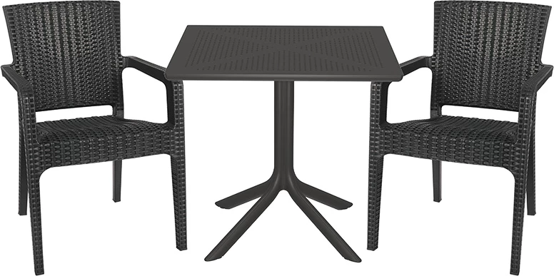 Set tavoline me karrige Groovy-Halcyon 3 copë PP ngjyrë e zezë 80x80x74.5cm