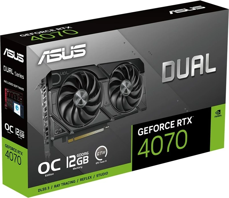 Kartelë grafike ASUS DUAL-RTX4070-O12GD6-EVO, 12 GB GDDR6, E zezë