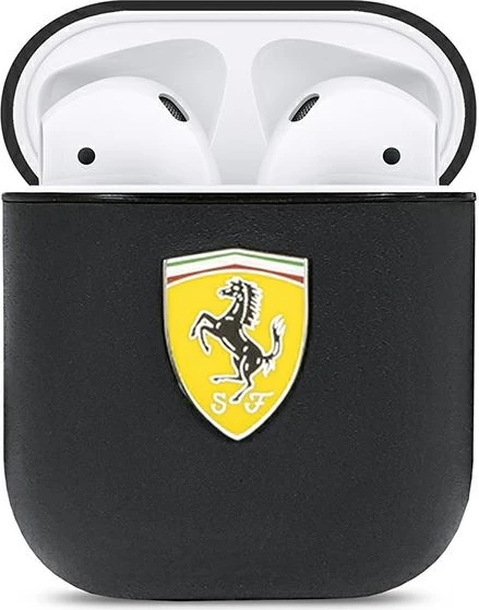Mbështjellës Ferrari FESA2LEBK për AirPods 1/2, lëkurë, e zezë