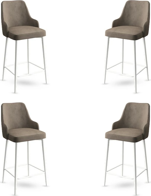 Set karrigesh për bar (4 copë), Hanah Home, Enox - kapuçino, e bardhë