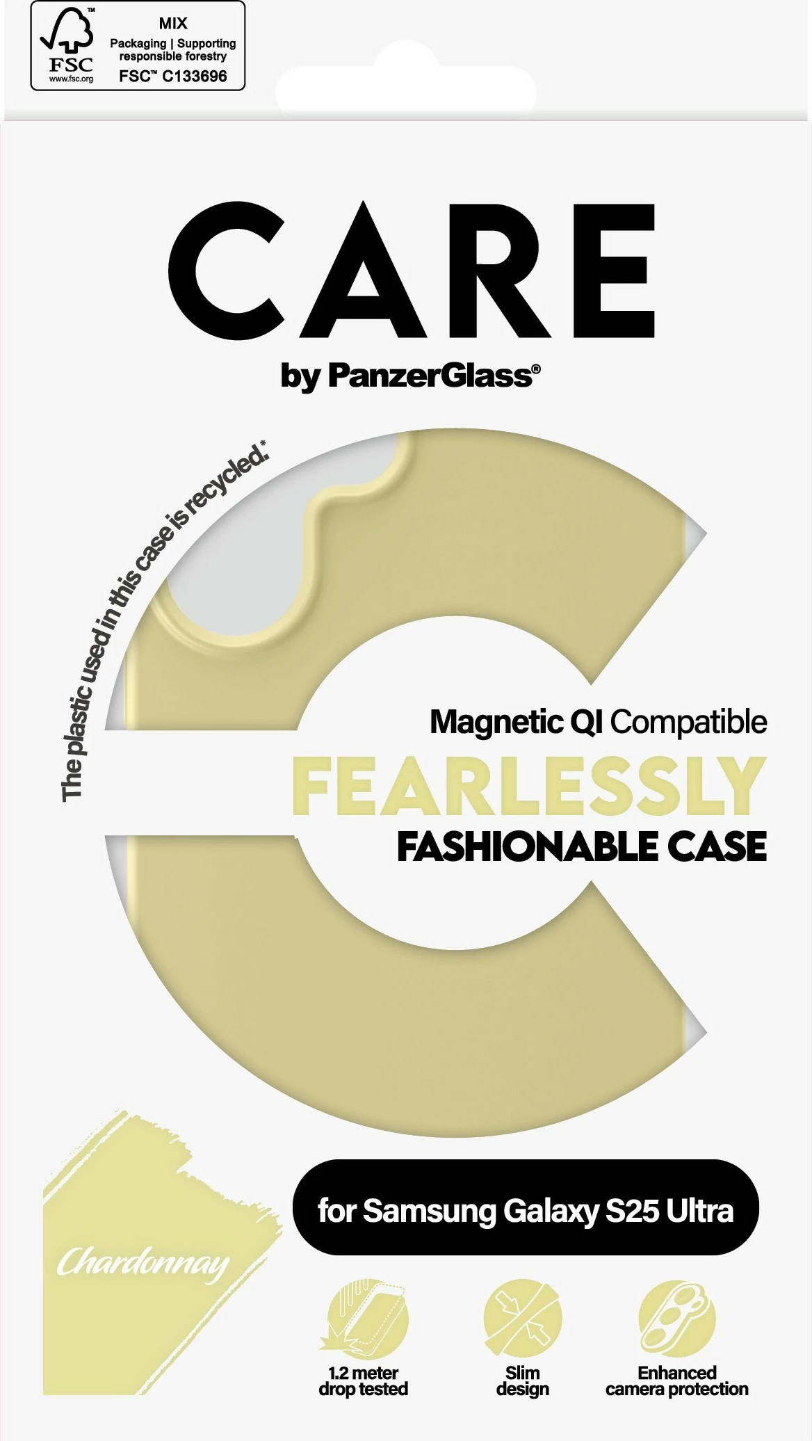 Mbështjellës PanzerGlass CARE Chardonnay për Galaxy S25 Ultra, silikon, e verdhë