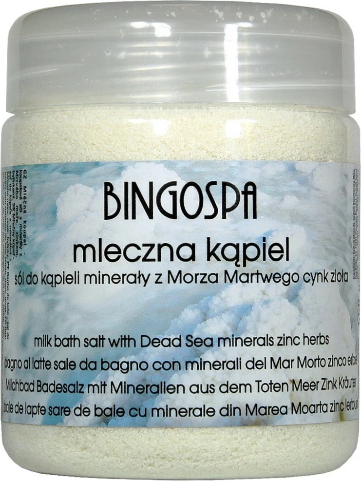 Kripë banje me qumësht BingoSpa me minerale të Detit të Vdekur, 550g