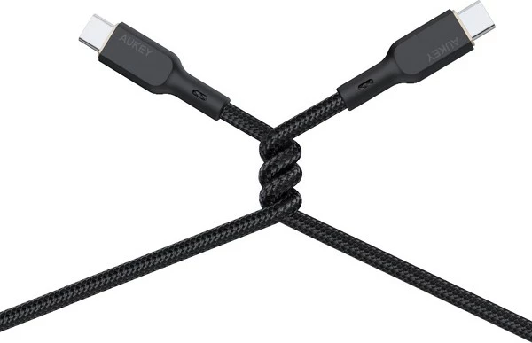 Kabllo AUKEY CB-KCC102 USB-C në USB-C, 1.8m, 100W, Kevlar, E zezë