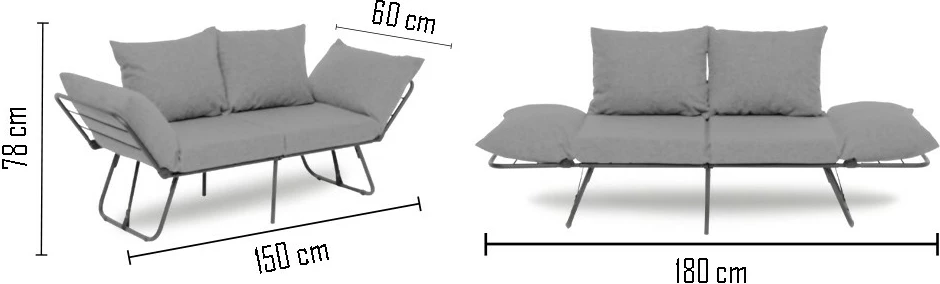 Divan 2-vendësh, shndërrohet në shtrat, ngjyrë gri, Viper
