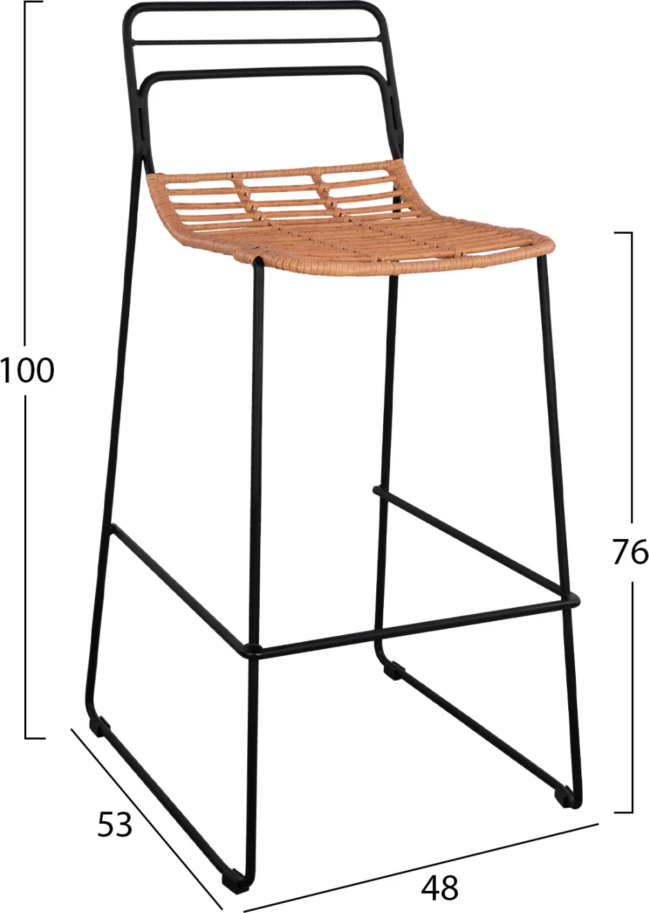 Karrige për bar Allegra FH5642 me thurje, ngjyrë bezhë, 48x53x100 cm