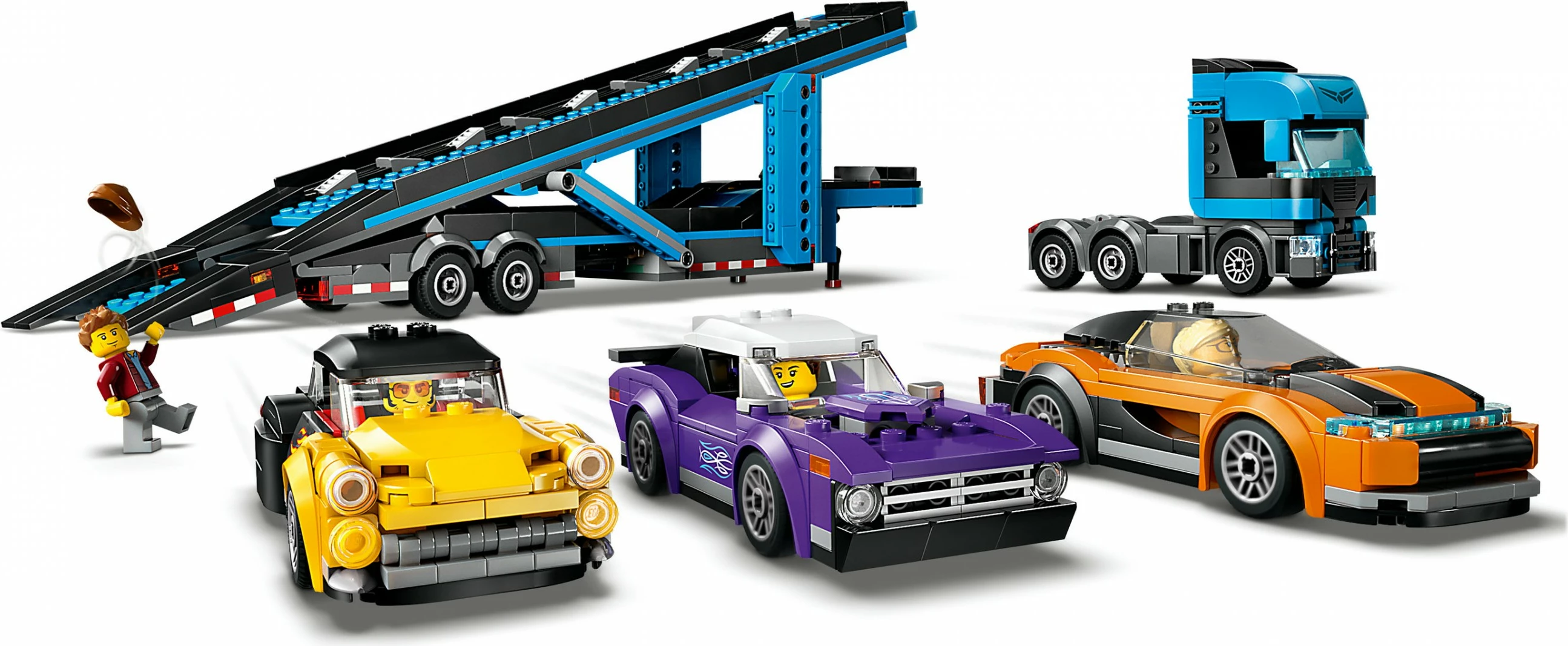 Set ndërtimi LEGO City 60408 Autotransporter me makina sportive, shumëngjyrëshe
