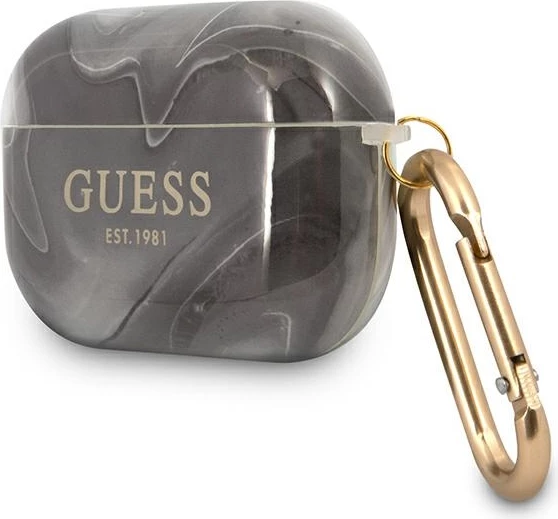 Mbështjellës Guess GUAPUNMK për AirPods Pro, Marble Collection, gri/zi