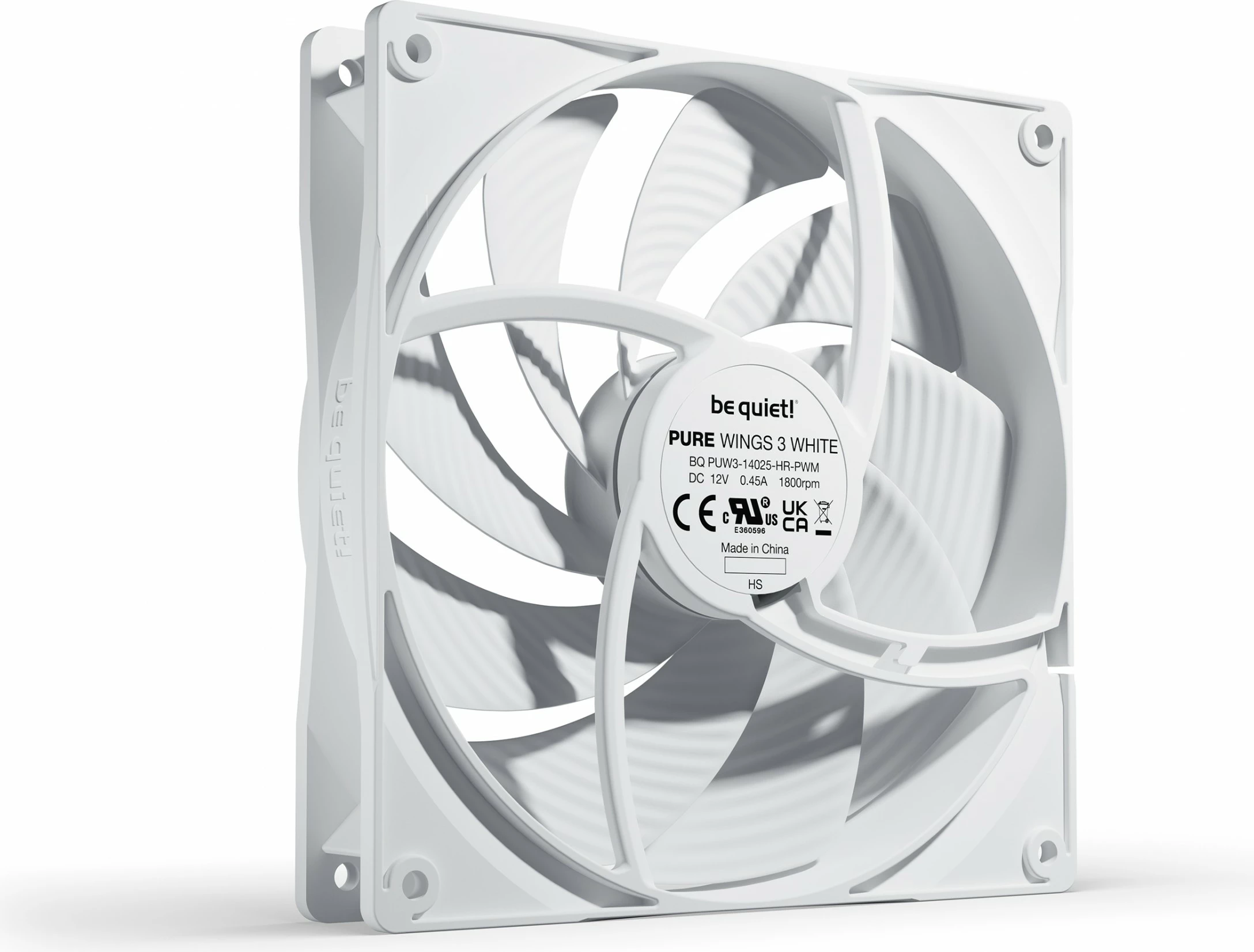 Ventilator kase Be Quiet! Pure Wings 3 PWM high-speed 140mm, i bardhë