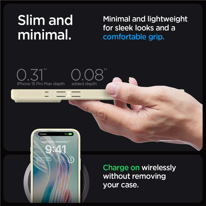 Mbështjellës Spigen Crystal Hybrid për iPhone 15 Pro Max, Transparent/Bezhë