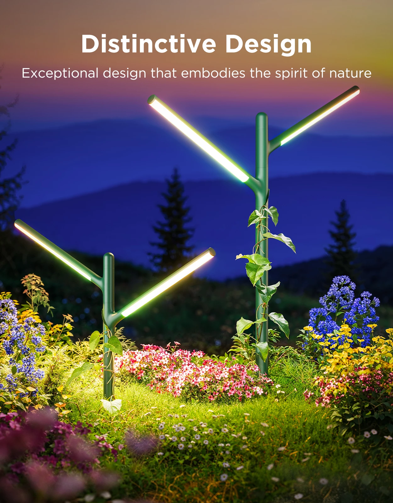 Drita kopshti outdoor Govee Outdoor Garden Lights RGBWWIC 1100 lm, Matter/Alexa/Google, set 2 copë