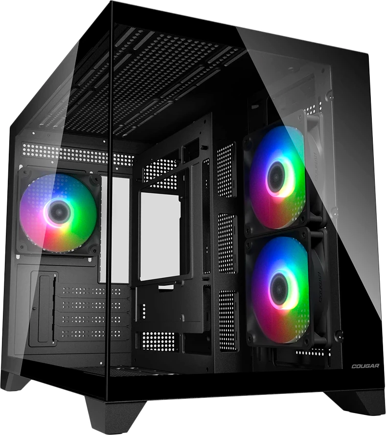 Kasë COUGAR FV150 Mini RGB, Mini Tower, Micro-ATX/Mini-ITX, 3x120mm RGB, USB-C, e zezë