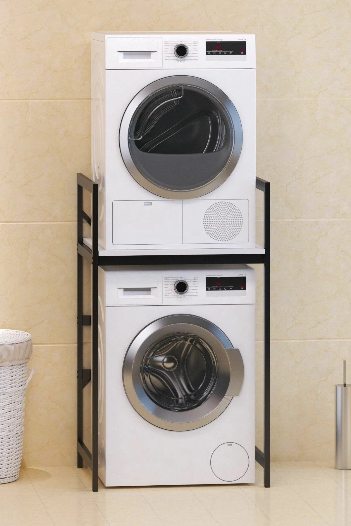 Dollap për lavatriçe, Skye Decor, C7, bardhë e zi