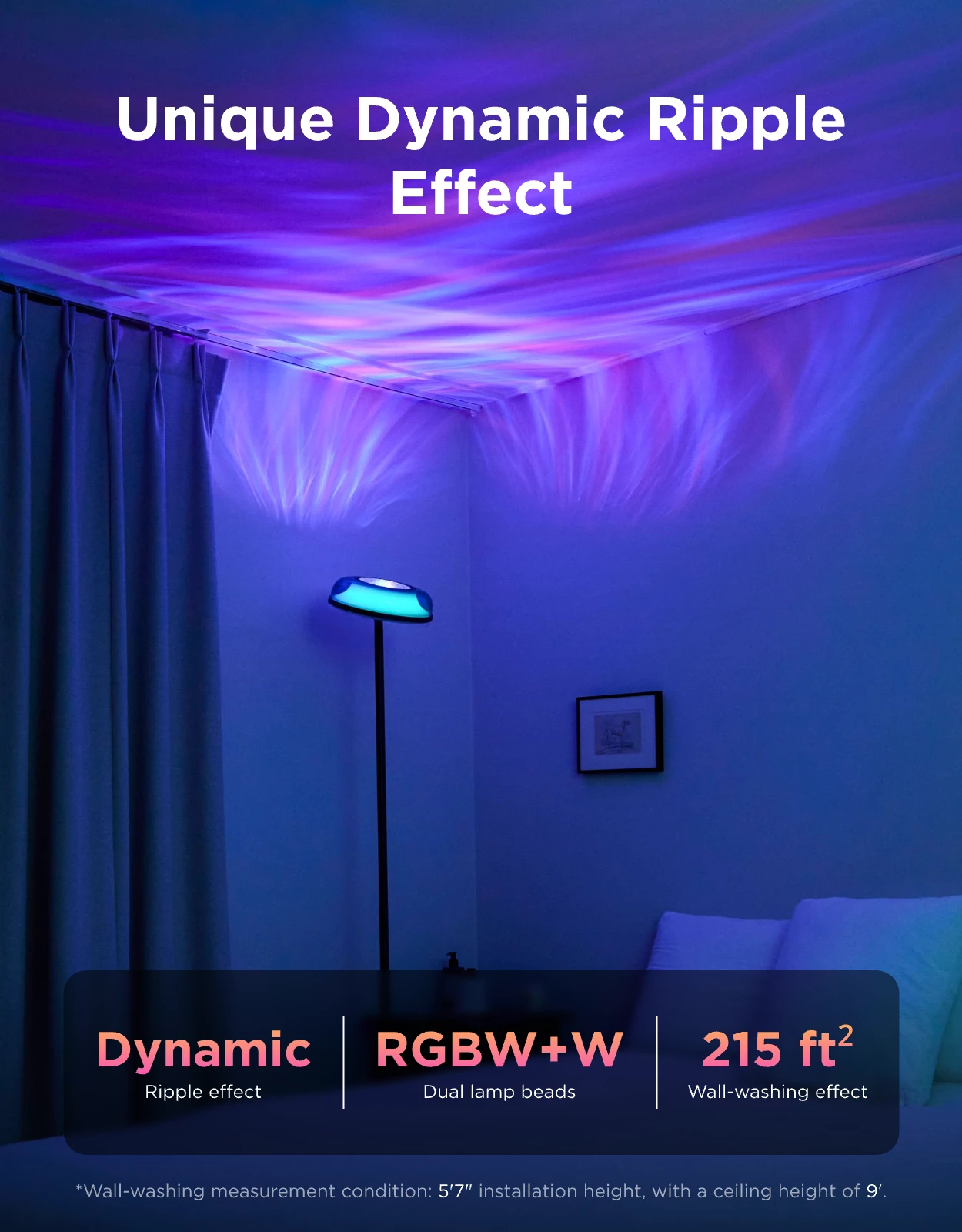 Llambë dyshemeje Govee Uplighter Floor Lamp, 3 zona drite, smart (Alexa/Google Assistant/Matter)
