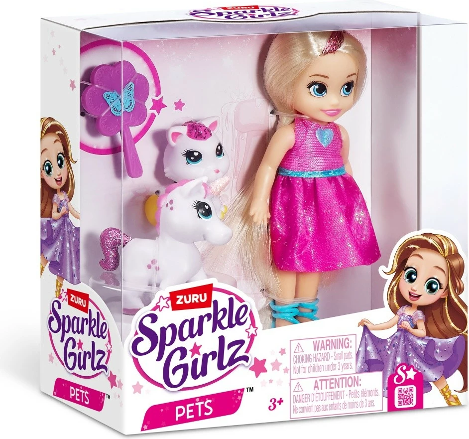 Kukull princeshë ZURU Sparkle Girlz 100522 me kafshë lodër, 12 cm