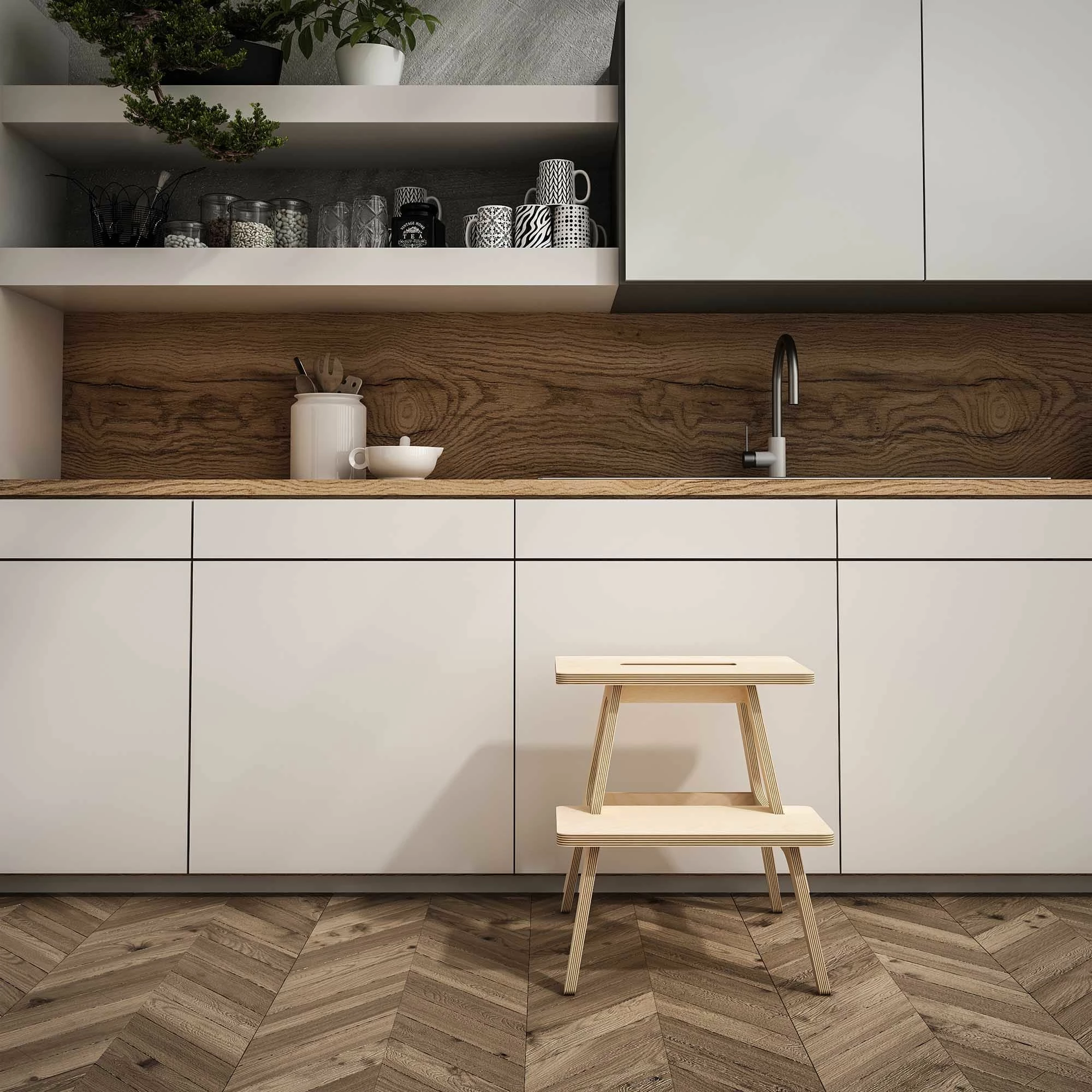 Shkallë druri për shtëpi, ngjyrë natyrale, Skye Decor, CPT3001-47