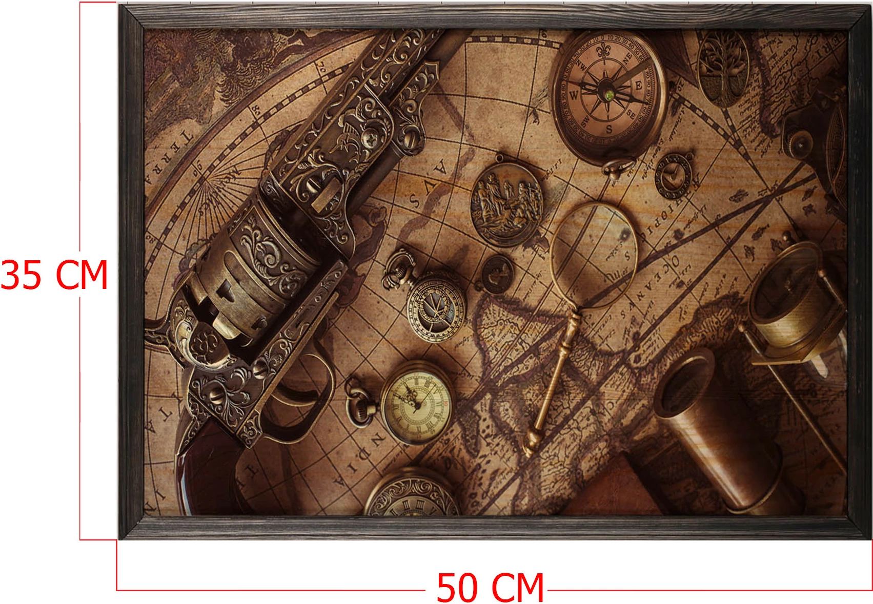 Pikturë dekorative me kornizë druri, hartë antike, Wallity