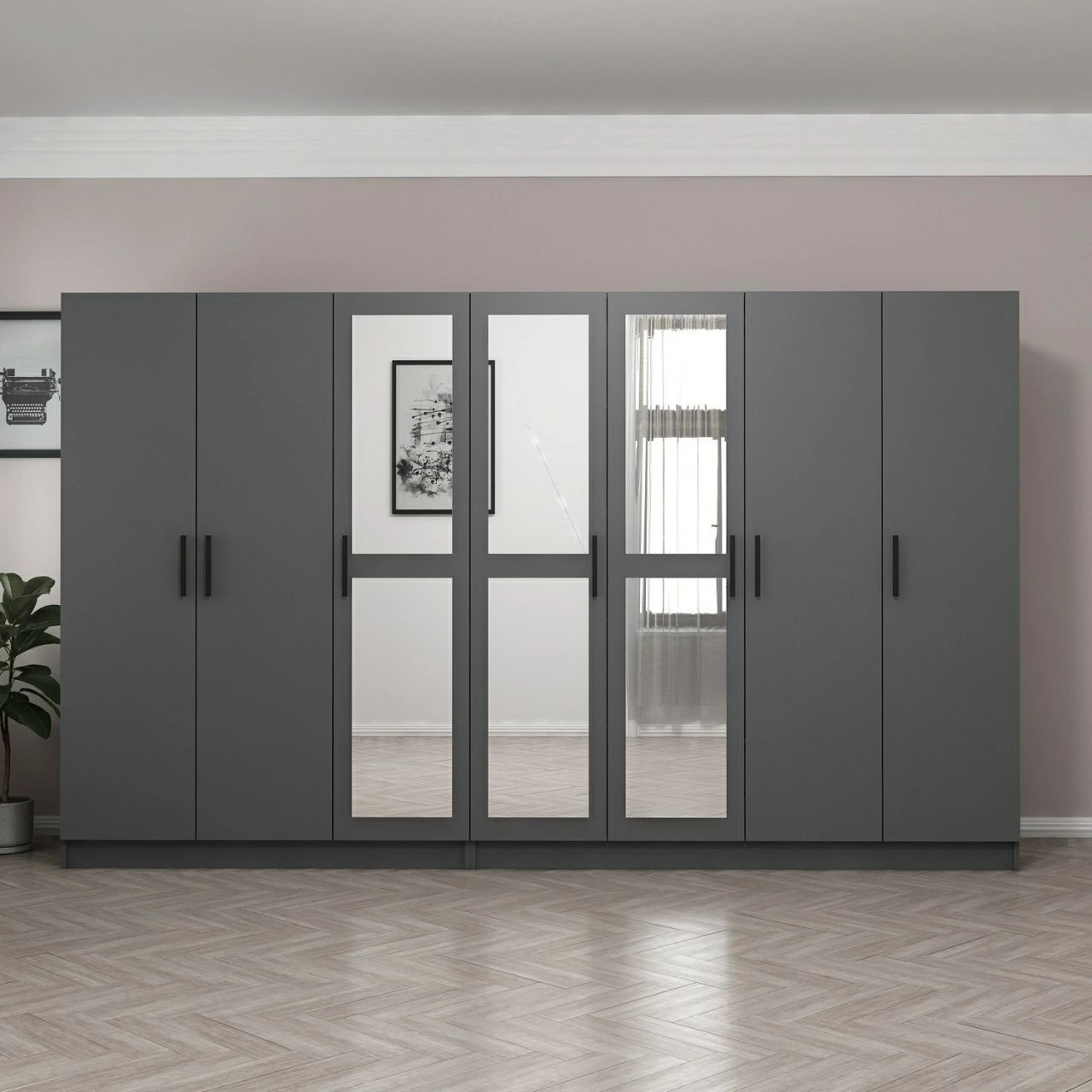 Dollap Skye Decor, ngjyrë antracit, 315x190x52cm