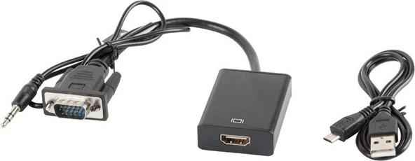 Kabllo Lanberg AD-0021-BK, HDMI - type A, VGA, 0.2m, e zezë