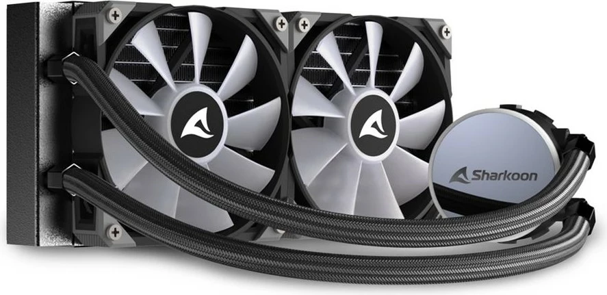 Ftohës uji all-in-one Sharkoon S70 RGB, 2x12cm, për procesor, i zi