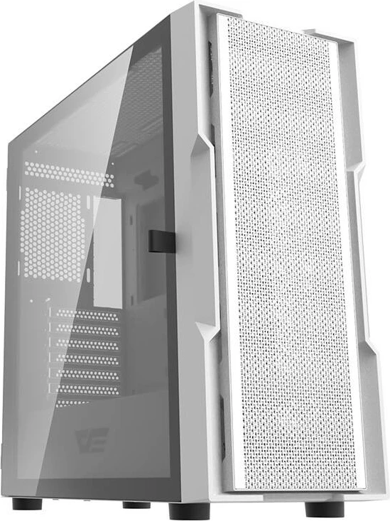 Kasë Darkflash DK431 MESH, Midi Tower, xham i temperuar, pa ventilatorë, e bardhë