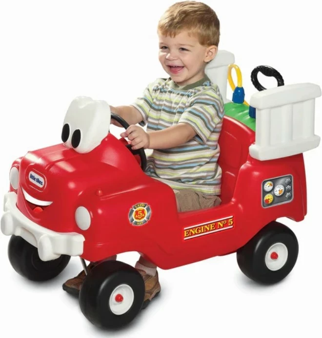 makinë ride-on për fëmijë, Little Tikes, Spray & Rescue Fire Truck 170287-PE13, me depo uji dhe zorrë spërkatëse, ngarkesë max 22.68 kg, 18+ muaj, plastikë, e kuqe/e bardhë