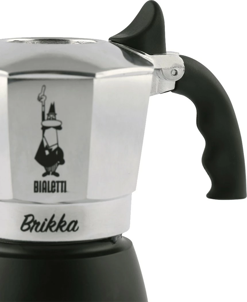 Brikë kafeje Bialetti New Brikka 2023, 2 filxhanë, alumini, e zezë/inox